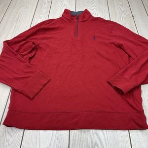 Polo Ralph Lauren 1/4 Zip Sweater Mens‎ X-Large Red Pony Logo Casual Outdoor